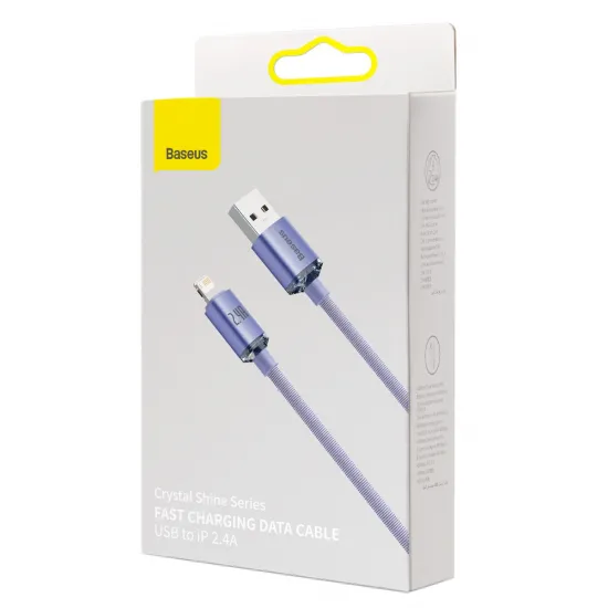 Кабель для передачи данных и зарядки iPhone Lightning 2.4A, 1.2m, 480Mbps, Baseus Crystal Shine CAJY000005, фиолетовый