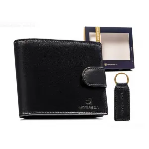 Dāvanu komplekts, Vīriešu naudas maks + atslēgu piekariņš, āda, RFID, PETERSON PTN SET-M-N994L-GVT Black
