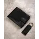 Подарочный набор Мужской кошелек + брелок, кожа, RFID, PETERSON PTN SET-M-N003L-GVT Черный
