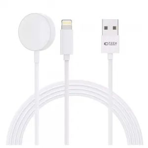 Apple Watch magnētisks UltraBoost indukcijas lādētājs + kabelis 2in1, USB-C, 2.5W, 5V/2.4A, 150cm, balts, Tech Protect 9490713932780