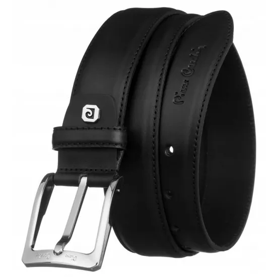Ремень мужской, кожаный, 125см, Pierre Cardin 9025 NERO, черный
