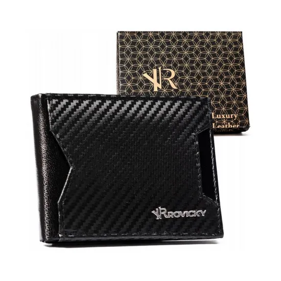Vīriešu naudas maks, āda, RFID, Rovicky R-RM-21-GCL-CF, melns
