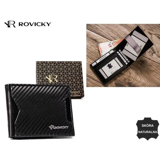 Vīriešu naudas maks, āda, RFID, Rovicky R-RM-21-GCL-CF, melns