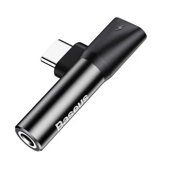 Аудиоадаптер USB-C на 3,5 мм + USB-C, Baseus CATL41-01, черный (открытая упаковка)