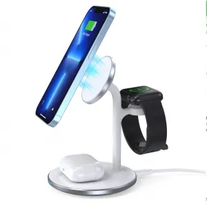 Induktīvais 3 in 1 lādētājs, statīvs priekš iPhone, Apple Watch, AirPods, MagSafe saderīgs, Choetech T585-F