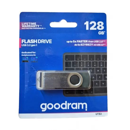 Карта памяти USB 128 ГБ, USB 3.2 Gen 1, UTS3, Goodram Pendrive, черная, 5908267920862