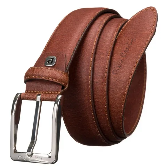 Ремень мужской кожаный, 110см, Pierre Cardin 9025 COGNAC, коричневый, 5903051167249