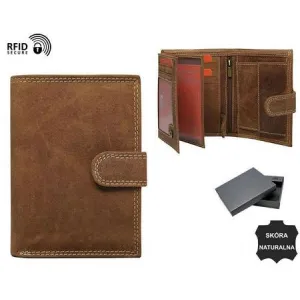 Vīriešu naudas maks, āda, RFID, N4L-CHM-NL-9134 cognac, brūns, 5903051029134