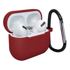 Silikona futrālis, aizsargapvalks austiņām Apple AirPods AirPods 3 + karabīne, sarkans, Riff 9145576230763