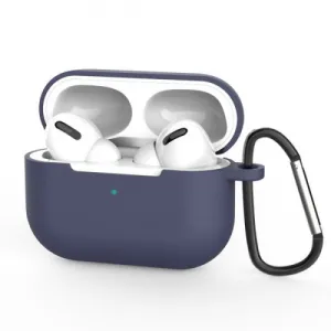 Silikona futrālis, aizsargapvalks austiņām priekš AirPods Pro 2 / AirPods Pro + karabīne, zils, 9145576238486