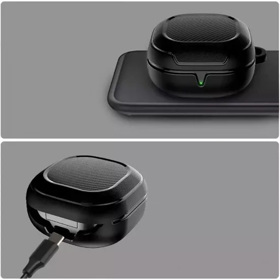 Aizsargapvalks - korpuss austiņām Samsung Galaxy Buds 2 Pro / 2 / Live / Pro, melns, Rough Carbon 9589046926358