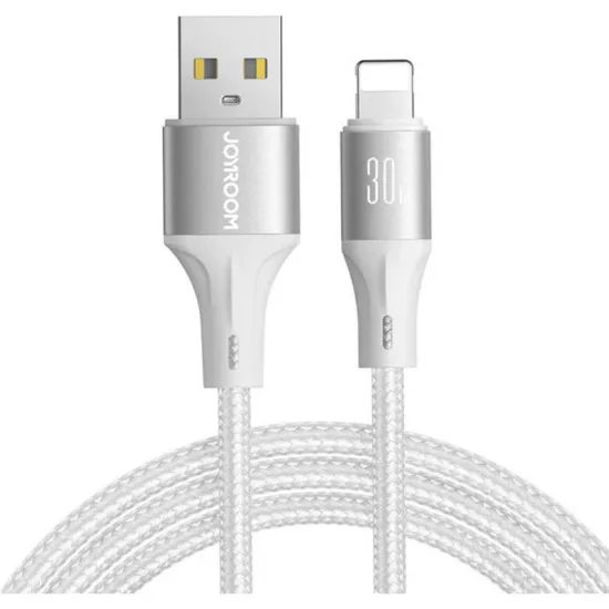 Кабель для зарядки и передачи данных Joyroom USB-Lightning 3A, 2 м, Joyroom Light Speed ​​SA25-AL3, белый, 6941237106902