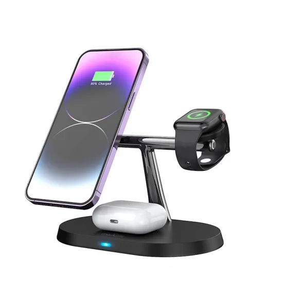 Беспроводное зарядное устройство 3в1 15Вт с MagSafe, чёрное, Maxlife MXWC-03, 5900495619464
