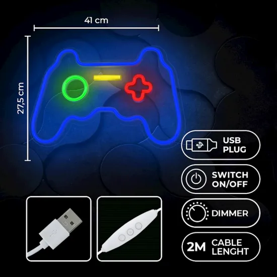 Неоновая LED вывеска Neon PLEXI LED GAMEPAD многоцветная FPNE03X Forever Light RTV100446, 5900495453570