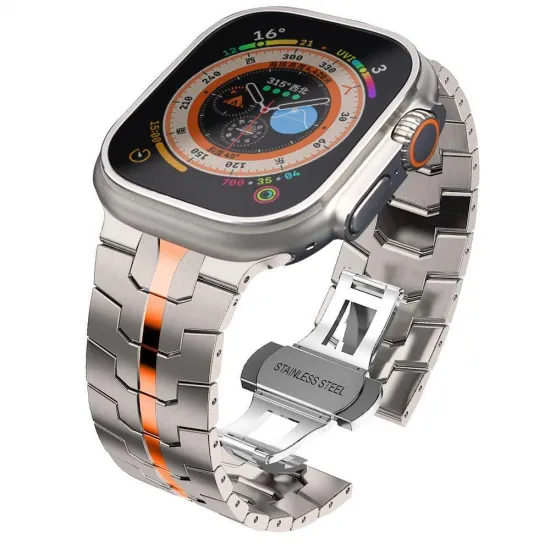 Ремешок из нержавеющей стали Tech-Protect для Apple Watch 4/5/6/7/8/9/SE/Ultra 1/2 (42/44/45/49 мм), Titanium Orange, 5906203697311