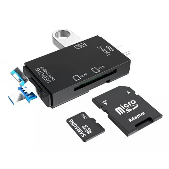 Универсальный картридер SD, microSD, USB 3.0, USB-C, OTG, AK180B