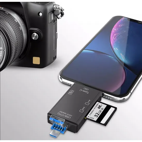 Универсальный картридер SD, microSD, USB 3.0, USB-C, OTG, AK180B
