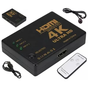 HDMI sadalītājs - pārslēdzējs, 4K, HDMI v1.4, tālvadības pults, infrasarkanais kabelis, HD28D