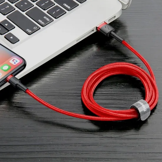 Кабель Baseus для передачи данных и зарядки Apple Lightning на USB-C, 1,5 А, 2 м, Baseus Cafule CALKLF-C09, красный