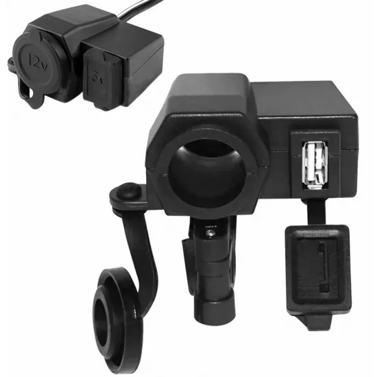 Piepīpētāja ligzda 12V 10A + 5V 2A USB, motocikliem, mopēdiem, kvadracikliem, AG499A