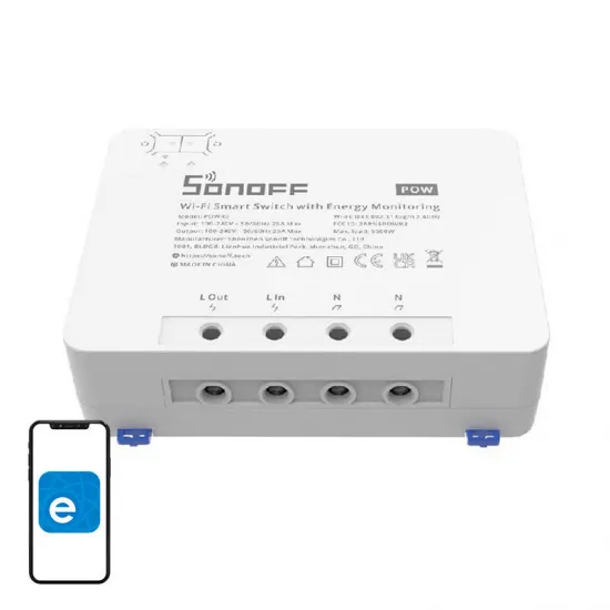 Viedais slēdzis ar enerģijas pārraudzības Sonoff POWR3 (25A/5500W)