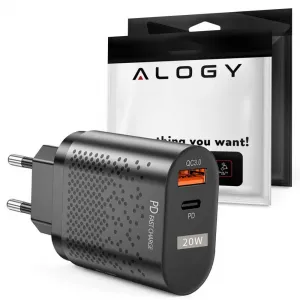 Alogy maiņstrāvas lādētājs 20W. USB A + USB C