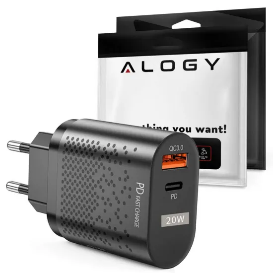 Alogy maiņstrāvas lādētājs 20W. USB A + USB C