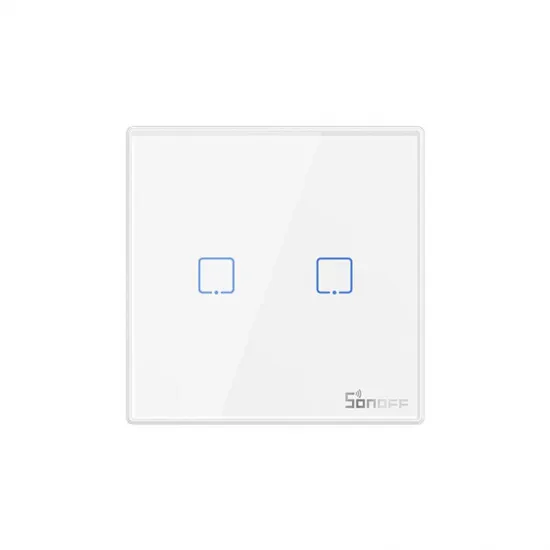 Viedais bezvadu sienas slēdzis Sonoff T2EU2C-RF 433MHz (2 kanāli)