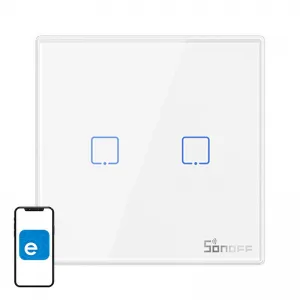 Viedais bezvadu sienas slēdzis Sonoff T2EU2C-RF 433MHz (2 kanāli)