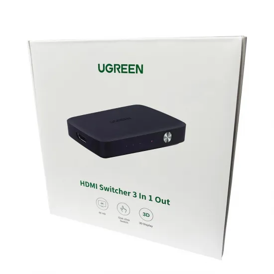 Ugreen HDMI-сплиттер - коммутатор, 3 x HDMI 4K 30 Гц, черный, Ugreen CM332 80125, 6957303881253