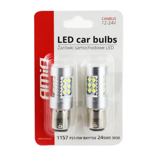 Светодиодные лампы CANBUS 3030 24SMD 1157 BAY15D P21/5W белые 12 В 24 В