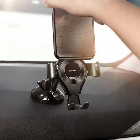 Universāls Auto gaisa restes stiprinājums mobilajām ierīcēm ar automātisku fiksāciju, Melns, Baseus Gravity SUYL-01