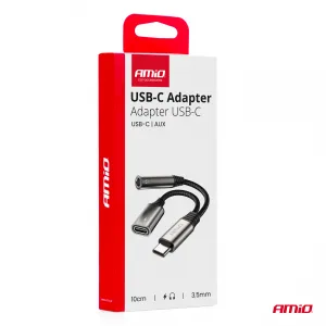 Адаптер USB-C на USB-C + 3.5 мм Jack AMiO 04295 для зарядки и наушников