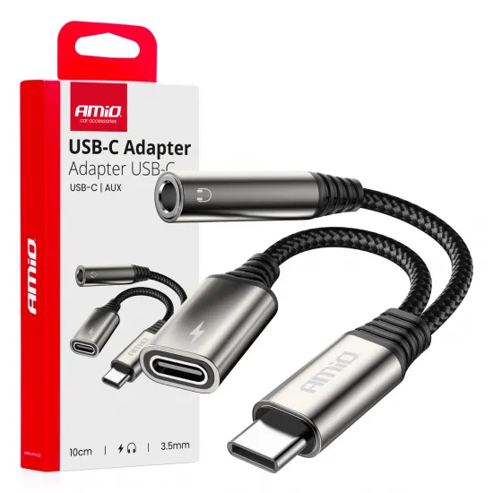 USB-C uz USB-C + 3.5 mm Mini Jack adapteris AMiO 04295