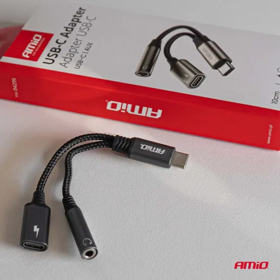 USB-C uz USB-C + 3.5 mm Mini Jack adapteris AMiO 04295