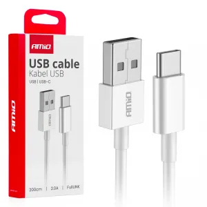 USB-A uz USB-C kabelis 2A 2 m AMiO FullLINK 03894