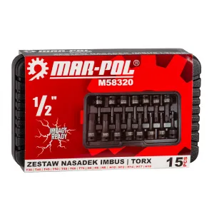 Набор ударных насадок TORX и HEX 1/2", T30–T70 / H5–H19 MAR-POL M58320
