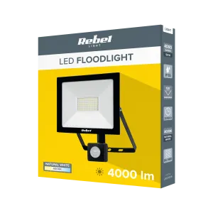 LED prožektors ar PIR sensoru (kustība, krēsla), 50W, 230V, 4000lm, 4000K, Rebel URZ3606