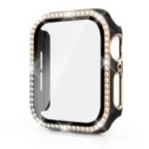 Защитный чехол для Apple Watch с защитным стеклом, 45 мм, Diamond black-gold, UCH001078, 5900217980193