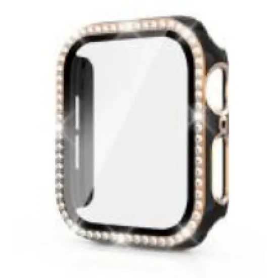 Защитный чехол для Apple Watch с защитным стеклом, 45 мм, Diamond black-gold, UCH001078, 5900217980193